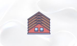Das Bild zeigt ein Icon mit einem Dachstuhl für die Dachbodenentrümpelung