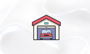 Das Bild zeigt ein Icon mit einer Garage für die Garagenentrümpelung
